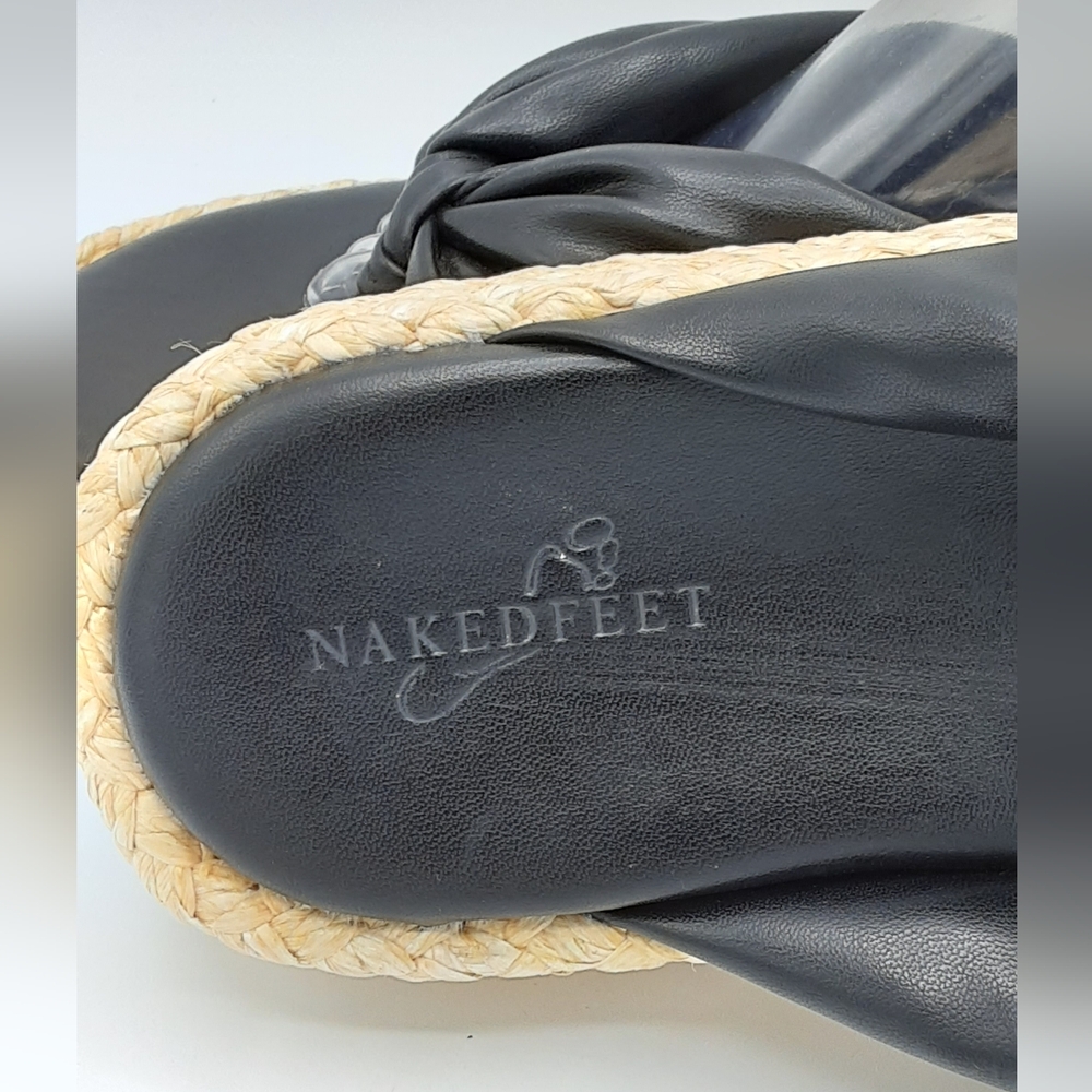 Naked Feet Costa Black Faux Leather Padded Sandals. Size 11. - Picture 7 of 12
